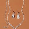 Homrain Rhinestone Drop Bridal Earrings Necklace Set | Earrings