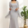 Homrain Square Neck Mermaid Bridesmaid Dress With Cape | Boho Bridesmaid Dresses