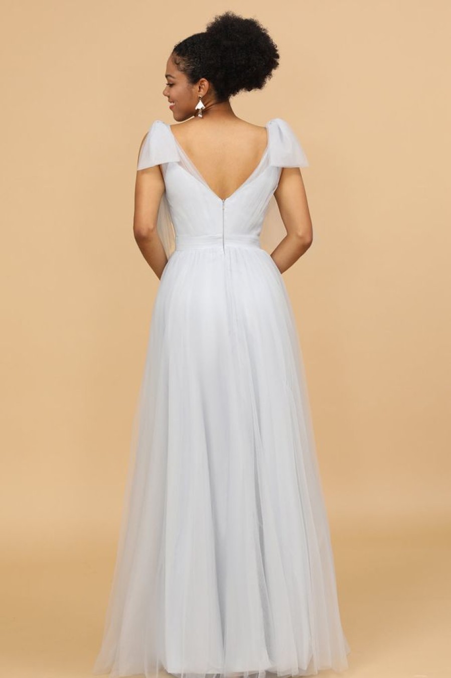 Homrain Tulle V-Neck A-Line Bridesmaid Dress | Bridesmaid Dresses