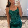 Homrain Glitter Corset Spaghetti Straps Tight Short Homecoming Dress With Lace | Green Hoco Dresses