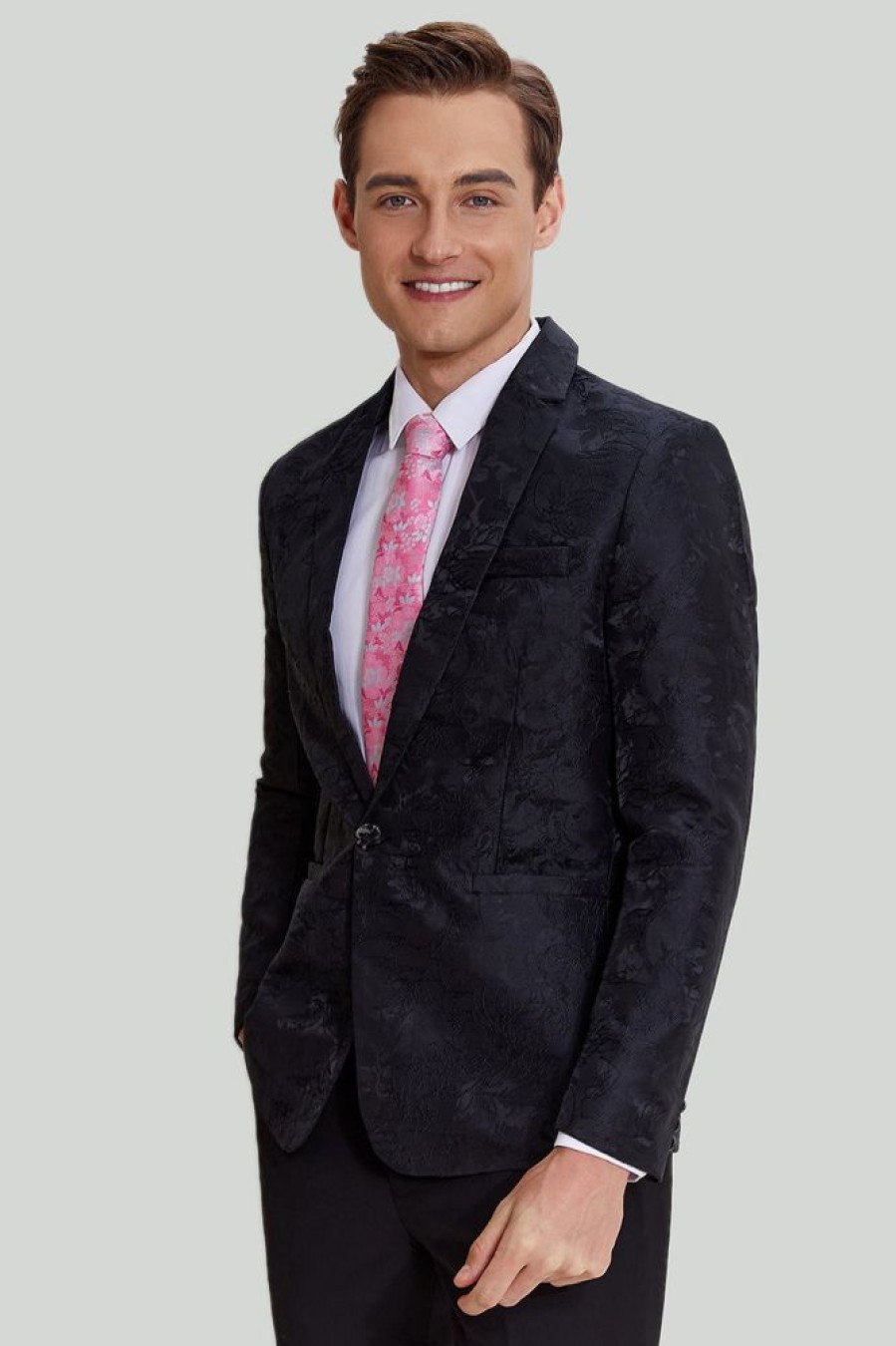 Homrain Jacquard Satin Notched Lapel Men'S Blazer | Wedding Suits