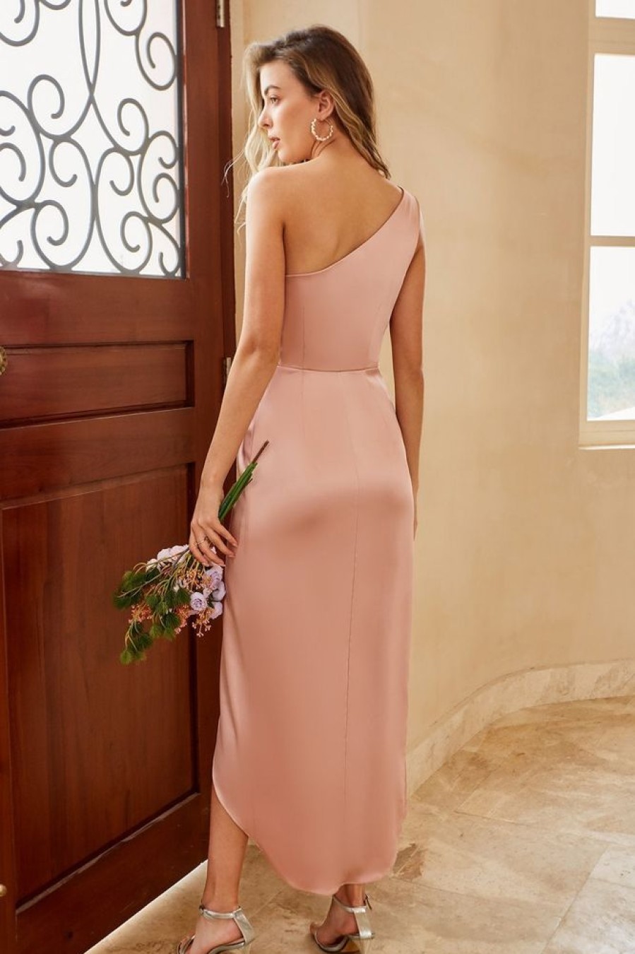 Homrain Dusty Rose One Shoulder Bridesmaid Dress | Bridesmaid Dresses