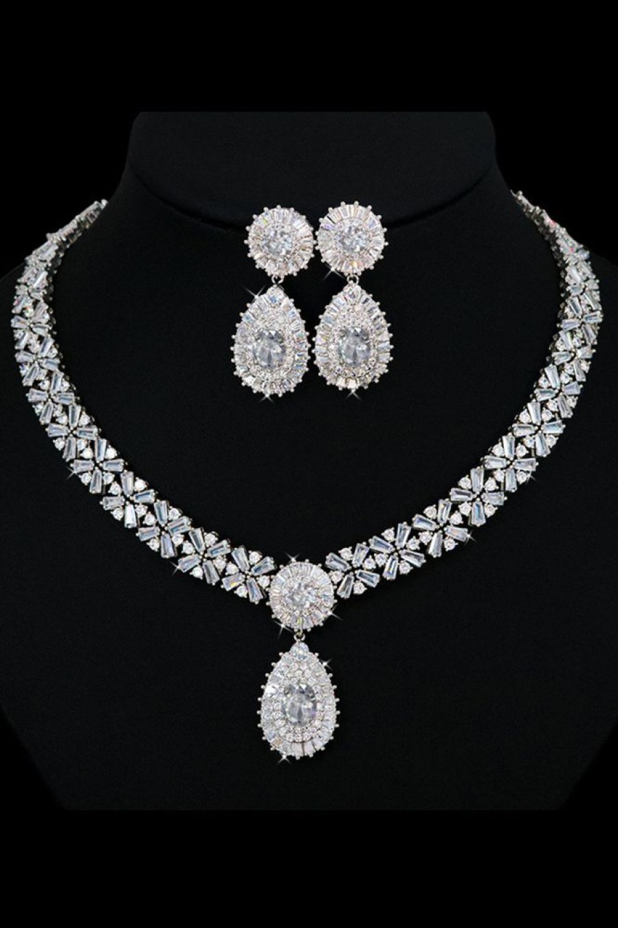 Homrain Crystal Necklace Earring Jewelry Set | Necklace