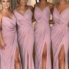 Homrain Blush Spaghetti Straps Chiffon Long Boho Bridesmaid Dress | Boho Bridesmaid Dresses