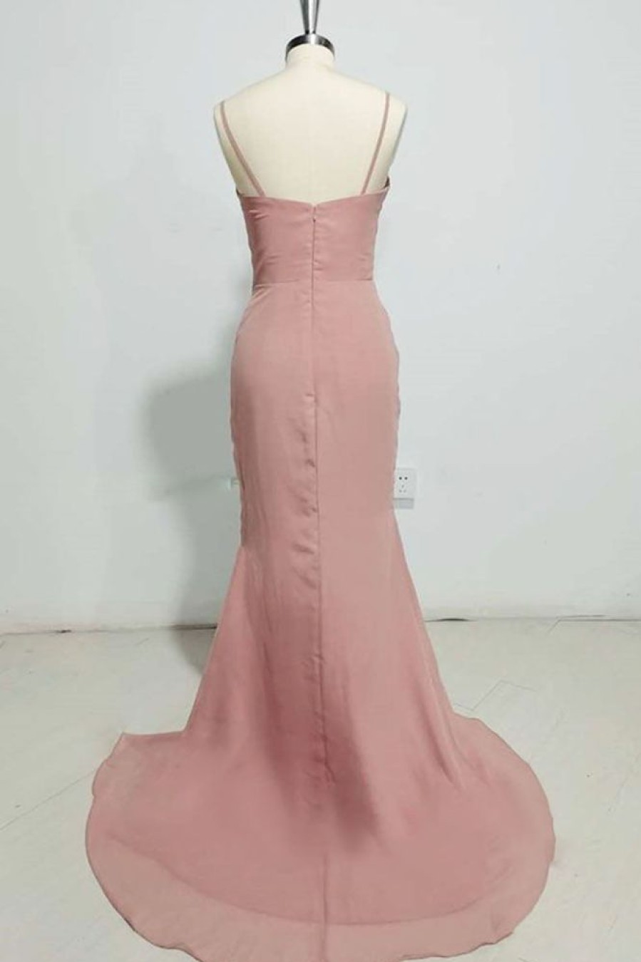 Homrain Blush Spaghetti Straps Chiffon Long Boho Bridesmaid Dress | Boho Bridesmaid Dresses