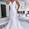 Homrain Mermaid Long Satin Wedding Dress With Lace | Mermaid Wedding Dresses