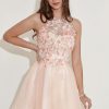 Homrain Halter Homecoming Dress With Embroidery | Pink Hoco Dresses