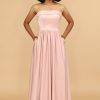 Homrain A Line Strapless Satin Long Bridesmaid Dress | Bridesmaid Dress Under 100