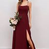 Homrain Spaghetti Straps Long Bridesmaid Dress With Split | Wedding Guest Dresses