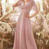 Homrain Blush Batwing Sleeves Chiffon Bridesmaid Dress | Wedding Guest Dresses