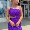 Homrain Sparkly Sequined Cut Out Backless Tight Short Homecoming Dress | Purple Hoco Dresses