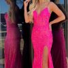 Homrain Hot Pink Spaghetti Straps Mermaid Prom Dress | Hot Pink Prom Dresses