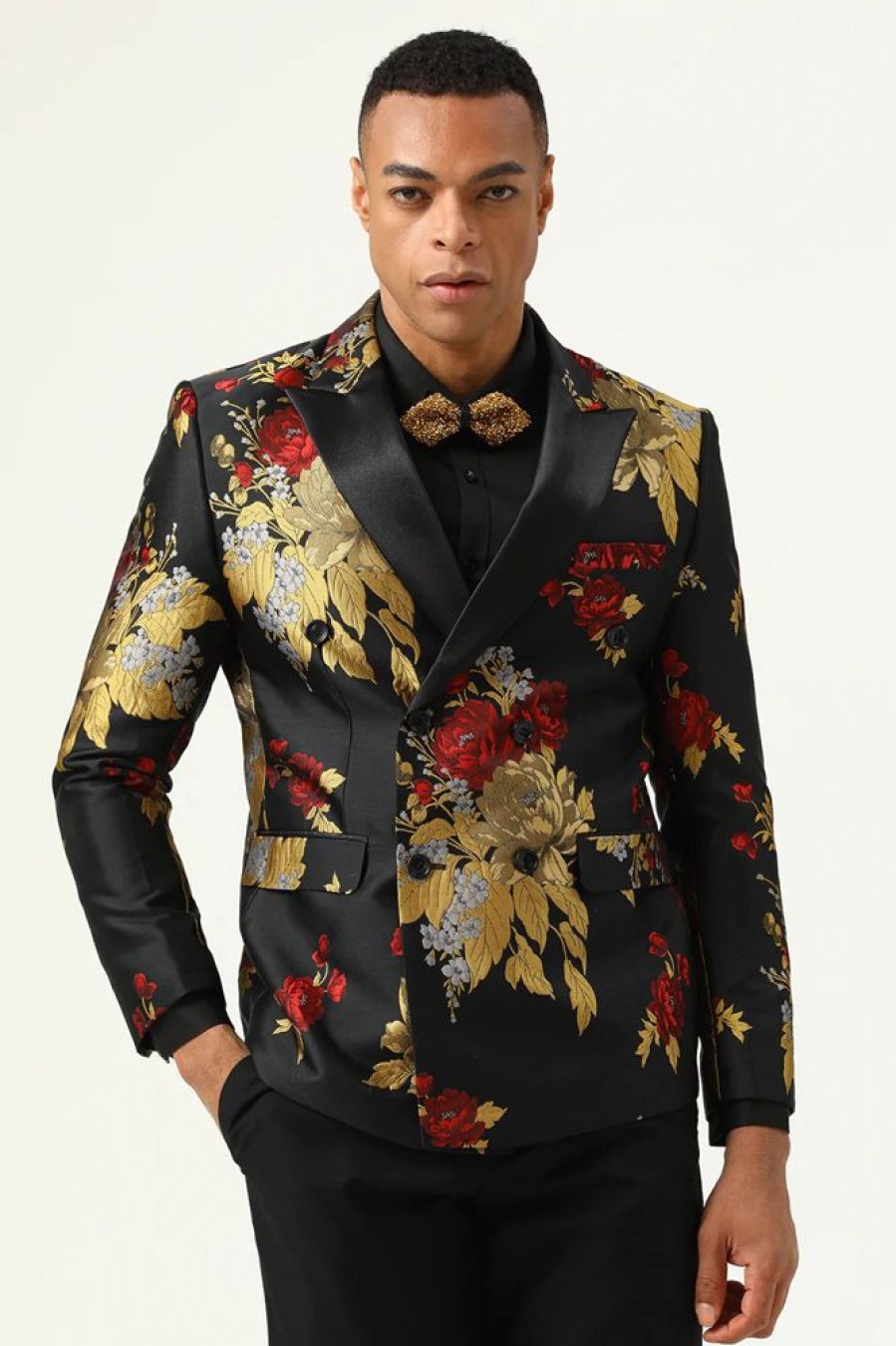 Homrain Flower Jacquard Men'S Prom Blazer | Men Blazers