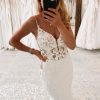 Homrain Spaghetti Straps Backless Long Wedding Dress With Lace | Mermaid Wedding Dresses