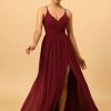 Homrain A-Line Chiffon Bridesmaid Dress With Slit | Wedding Guest Dresses