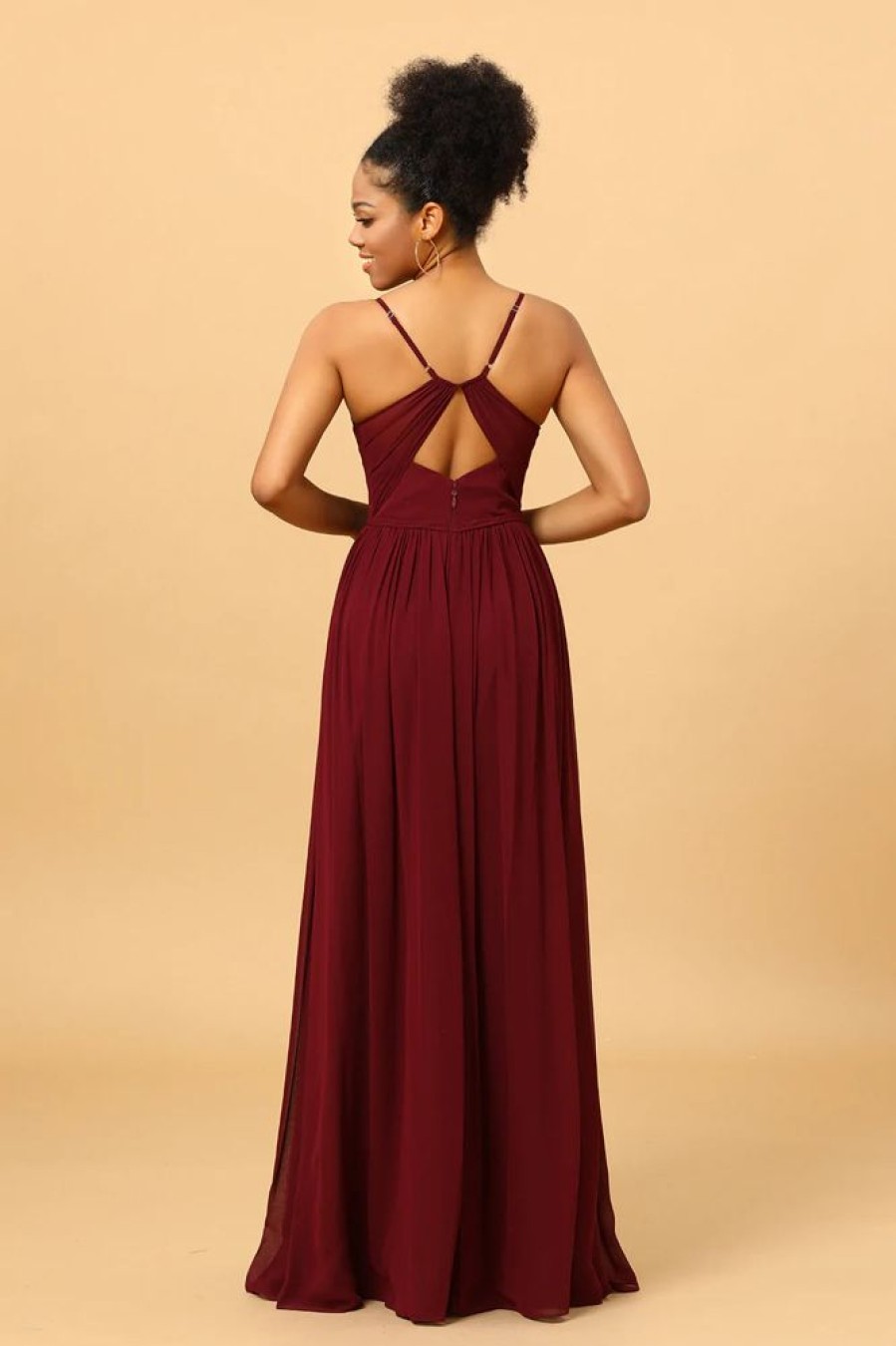 Homrain A-Line Chiffon Bridesmaid Dress With Slit | Wedding Guest Dresses