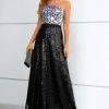 Homrain Sequined Strapless Prom Dress | Black Prom Dresses