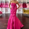 Homrain Strapless Mermaid Long Prom Dress With Bowknot | Hot Pink Prom Dresses