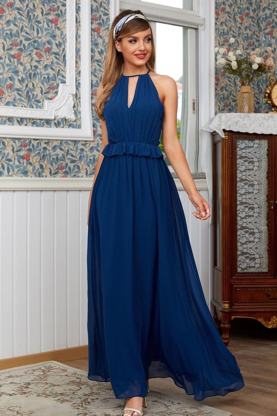 Homrain Blue Chiffon Boho Bridesmaid Dress | Bridesmaid Dresses