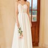 Homrain Beautiful A Line Spaghetti Straps Wedding Dress With Appliques | Simple Wedding Dresses