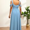 Homrain Steel Cold Shoulder Chiffon Bridesmaid Dress | Boho Bridesmaid Dresses