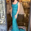 Homrain Mermaid Square Neck Sparkly Sequins Long Prom Dress | Green Prom Dresses