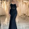 Homrain Mermaid Spaghetti Straps Long Corset Prom Dress | Black Prom Dresses