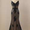 Homrain V Neck Beaded Prom Dress | Black Prom Dresses