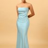 Homrain Grey Blue Satin Mermaid Bridesmaid Dress | Bridesmaid Dresses 2024