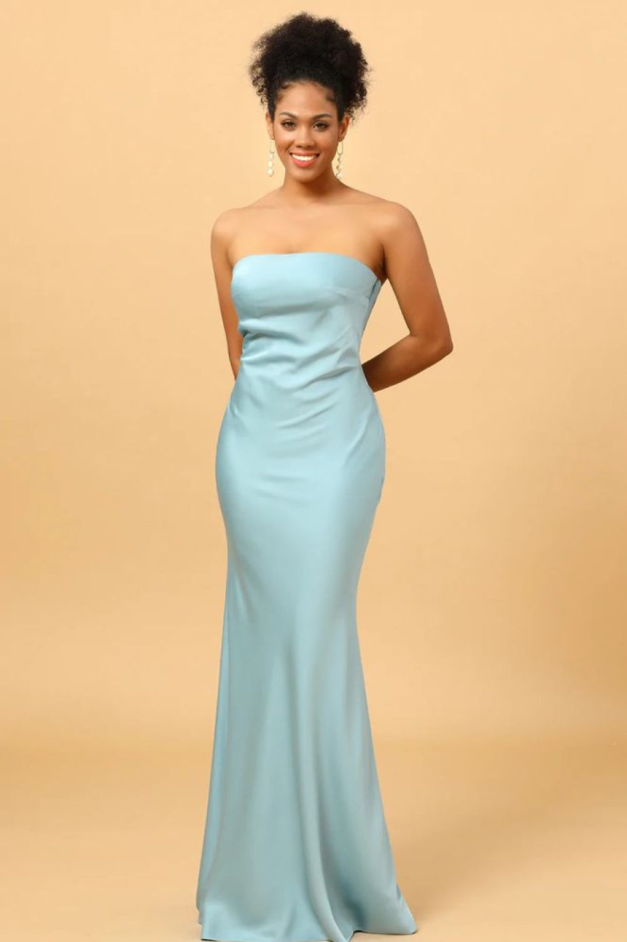 Homrain Grey Blue Satin Mermaid Bridesmaid Dress | Bridesmaid Dresses 2024