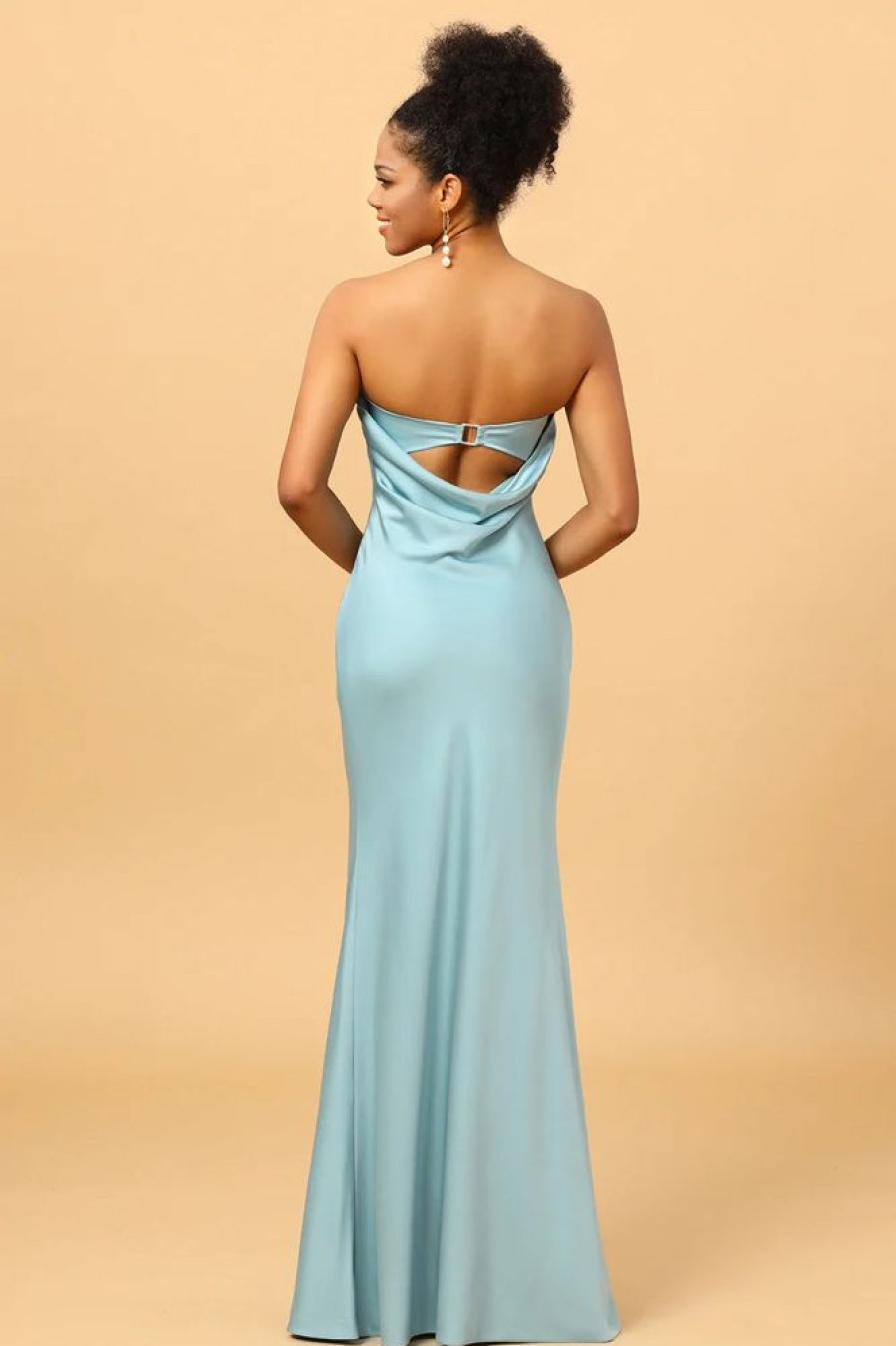 Homrain Grey Blue Satin Mermaid Bridesmaid Dress | Bridesmaid Dresses 2024