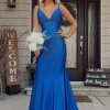 Homrain Mermaid Backless Long Prom Dress Evening Dress | Blue Prom Dresses