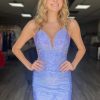 Homrain Sparkly Sequins Tight Short Satin Homecoming Dress | Purple Hoco Dresses