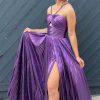 Homrain Glitter Backless Long Prom Dress With Slit | Gold Prom Dresses