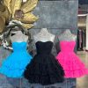 Homrain A-Line Sweetheart Tulle Tiered Corset Short Homecoming Dress | Blue Hoco Dresses