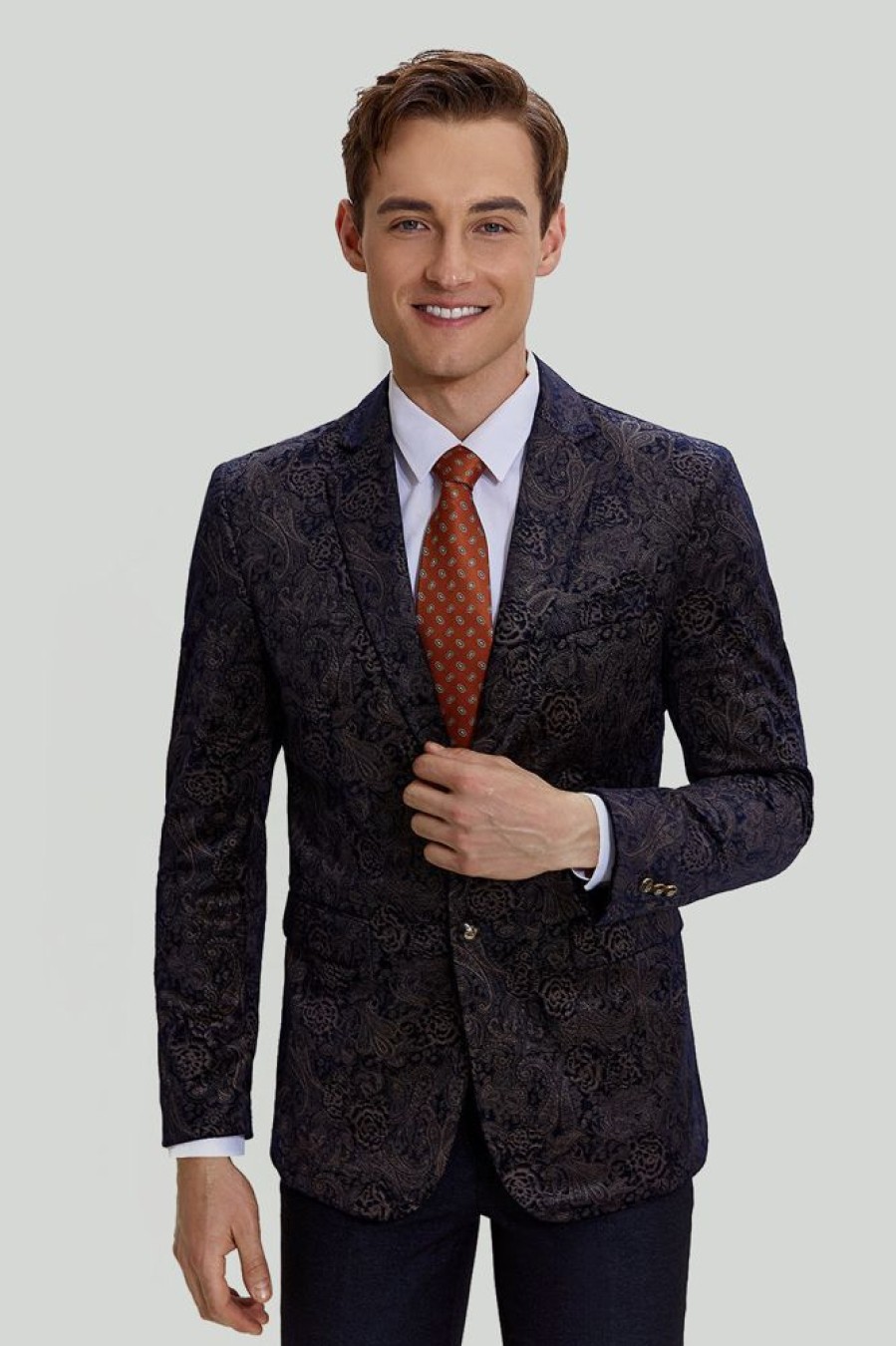 Homrain Jacquard Satin Notched Lapel Men'S Blazer | Prom Suits