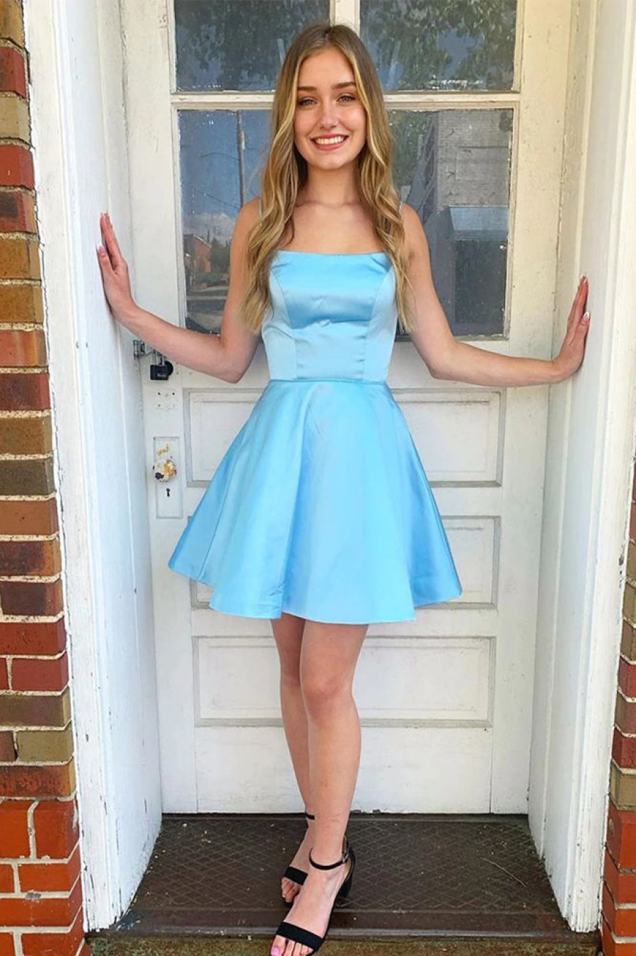 Homrain Light A Line Simple Homecoming Dress | Blue Hoco Dresses