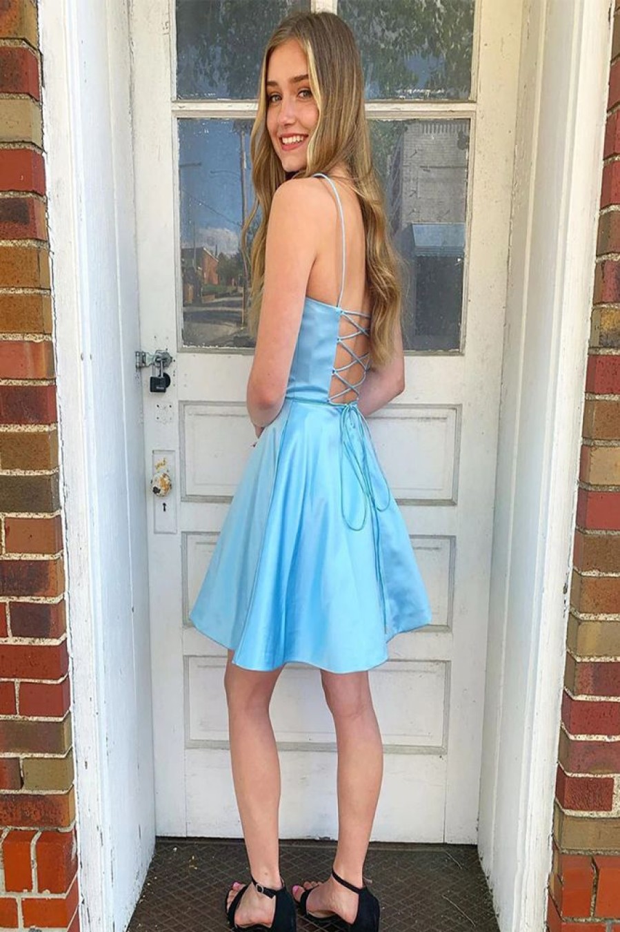 Homrain Light A Line Simple Homecoming Dress | Blue Hoco Dresses