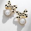 Homrain Black And White Check Bow Earrings | Earrings