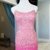 Homrain Sparkly Ombre Sequin Tight Short Homecoming Dress | Pink Hoco Dresses