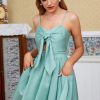 Homrain Blue Spaghetti Straps Short Party Dress | Green Hoco Dresses