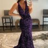 Homrain Purple Sequins Prom Dress | Purple Prom Dresses