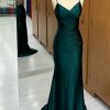 Homrain Mermaid Satin Long Prom Dress | Green Prom Dresses