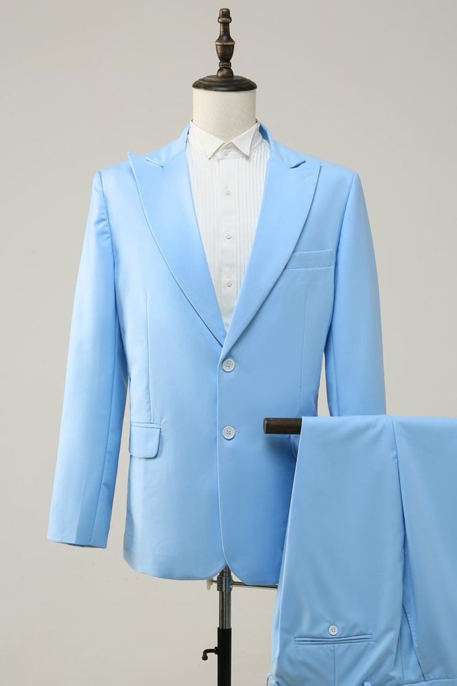 Homrain Peak Lapel Single Breasted Sky Men'S Prom Suits | Wedding Suits