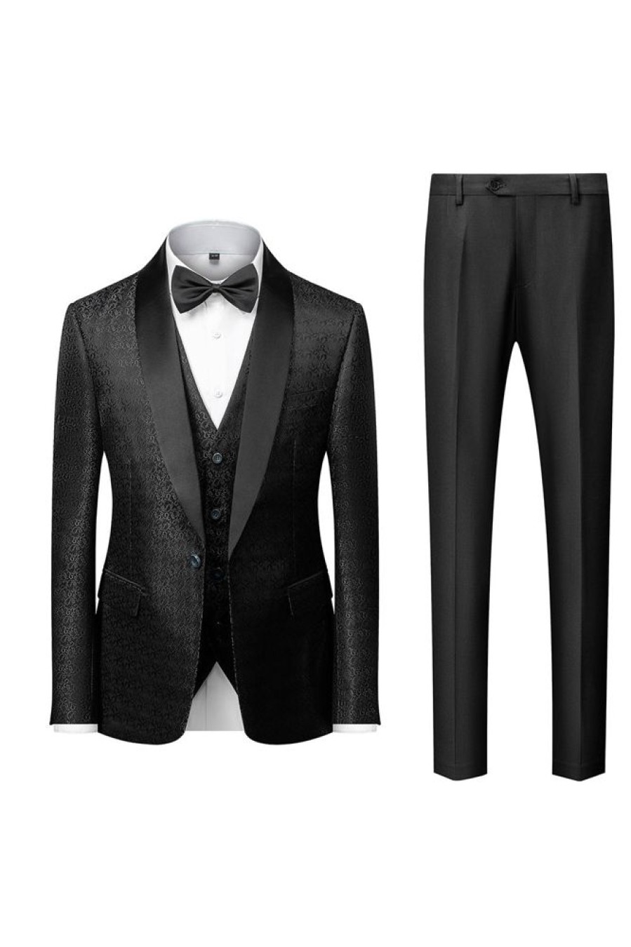 Homrain Shawl Lapel Jacquard 3 Pieces Men'S Suits | Wedding Suits