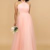 Homrain A Line Halter Long Bridesmaid Dress | Dusty Rose Bridesmaid Dress