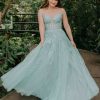 Homrain Off The Shoulder Prom Dress With Appliques | Green Prom Dresses