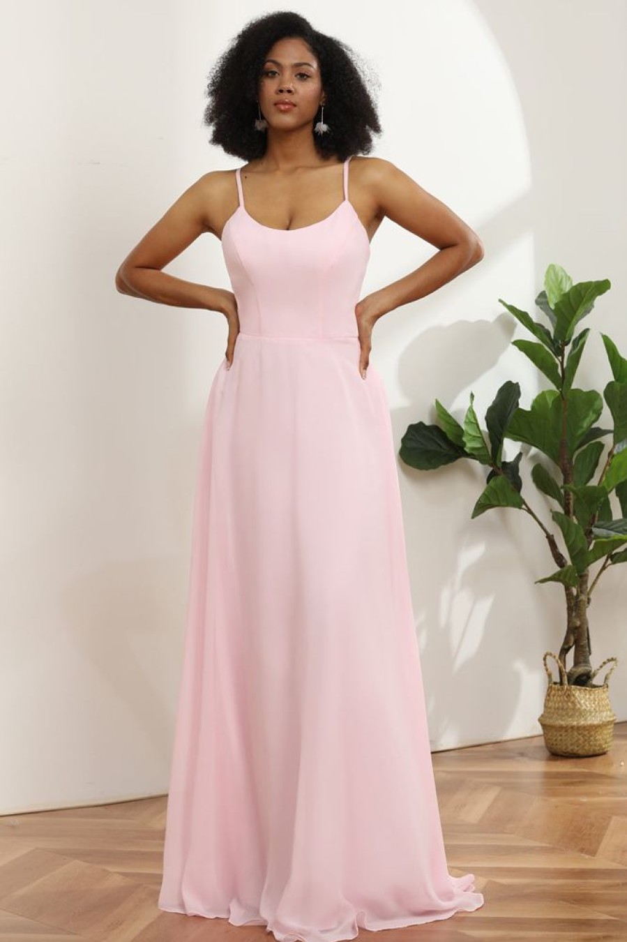 Homrain Spaghetti Straps Chiffon Bridesmaid Dress | Bridesmaid Dresses