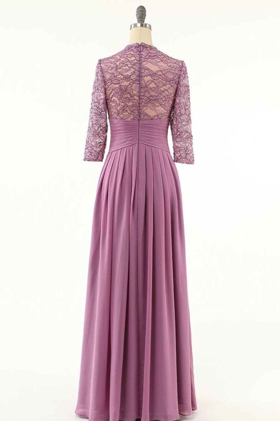 Homrain Grape Chiffon Long Mother Of The Bride Dress With Lace | Mother Of The Bride Dresses