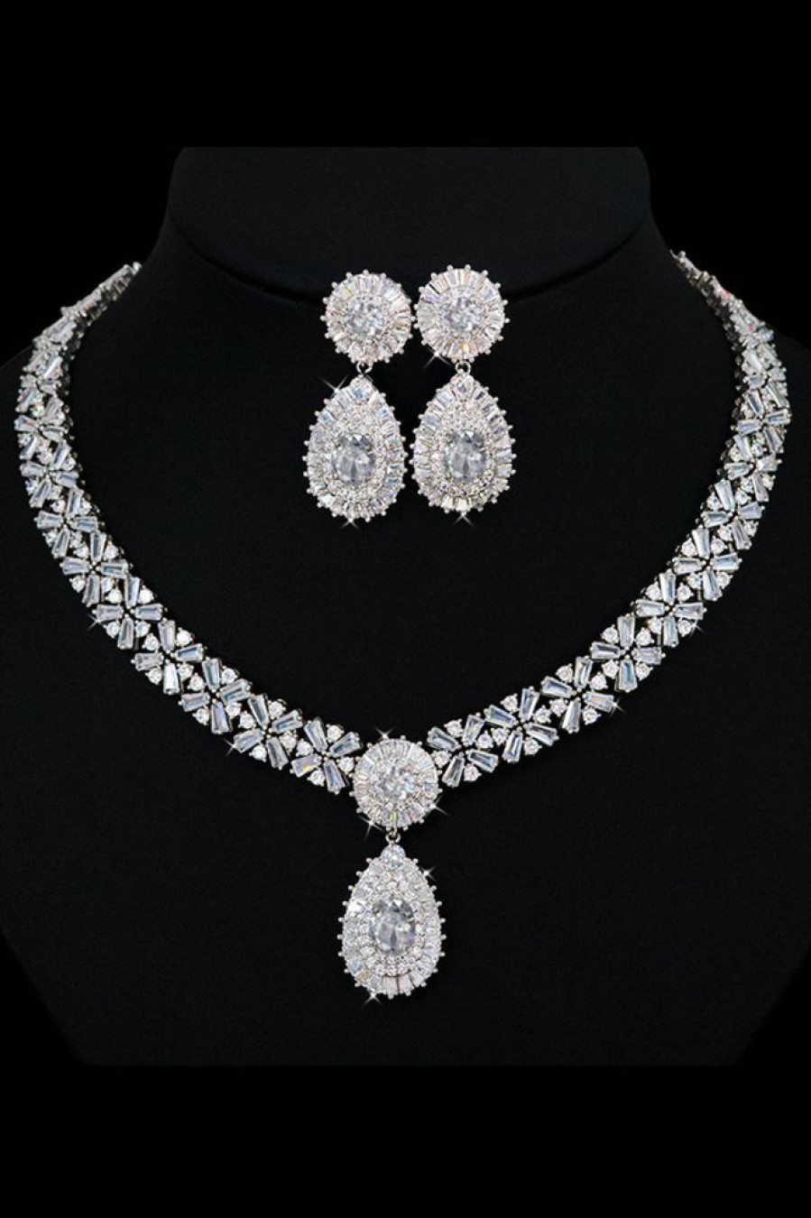 Homrain Crystal Necklace Earring Jewelry Set | Earrings